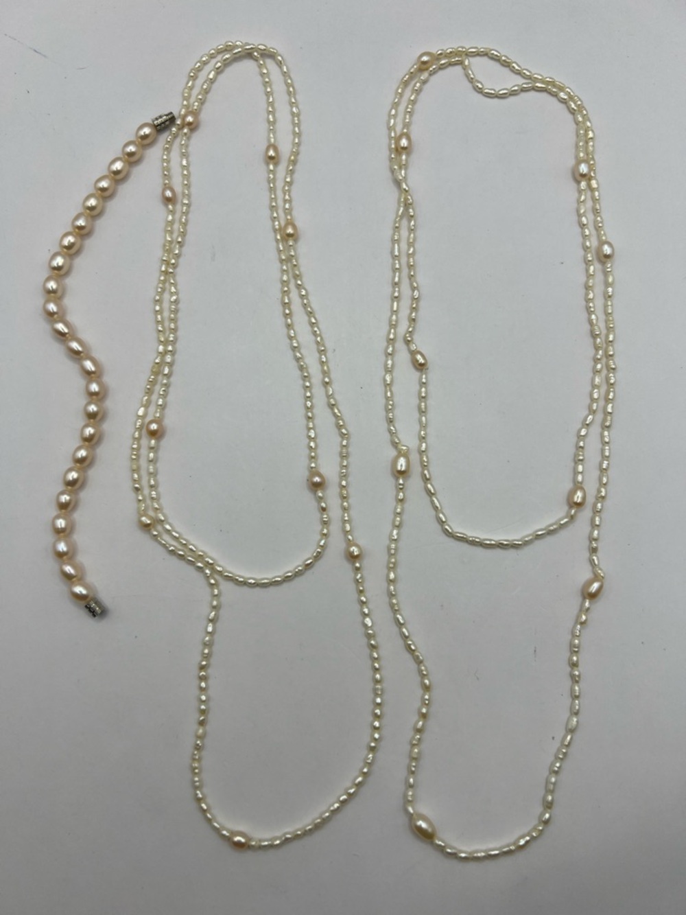 Freshwater Pearl set necklaces and bracelet seed pink and Cream